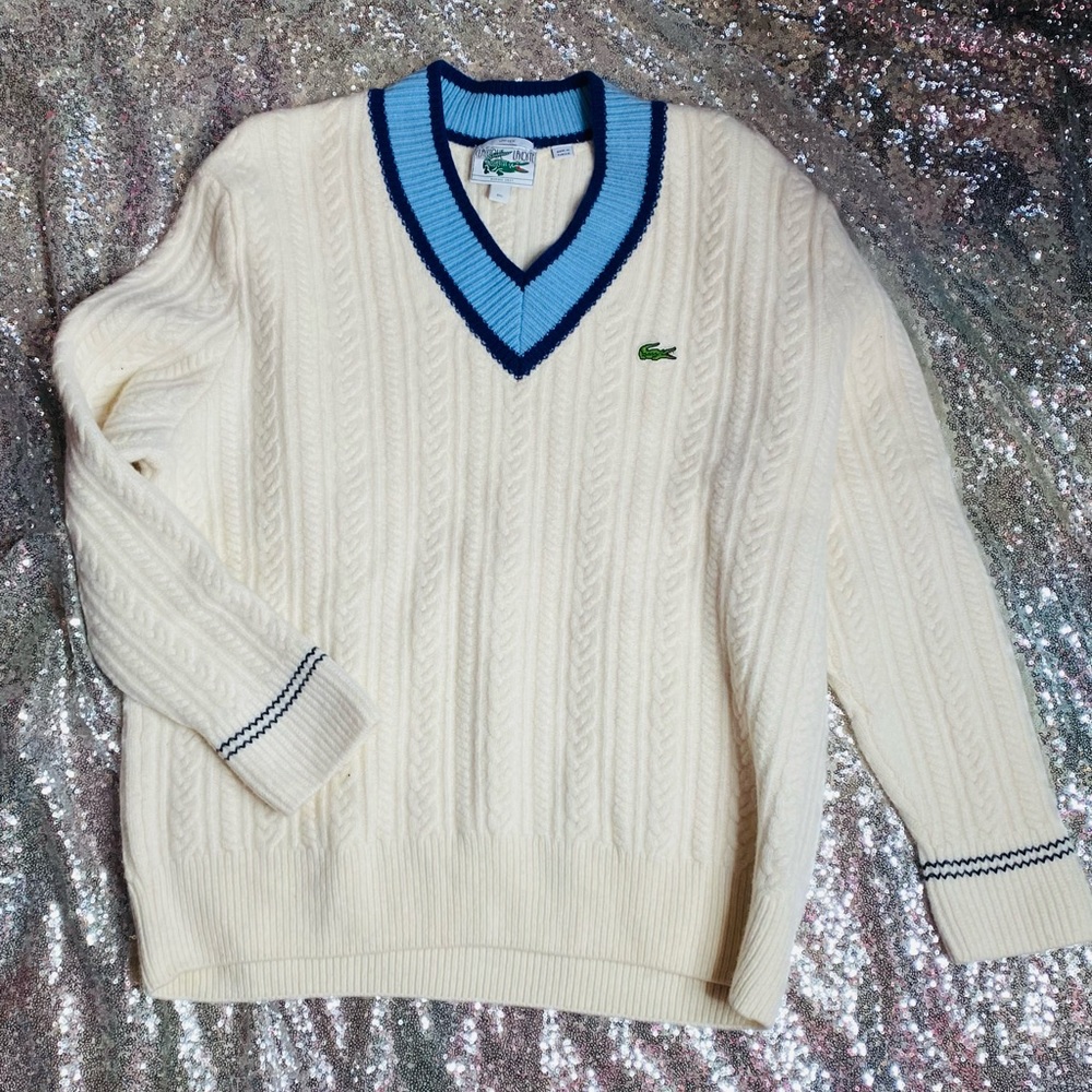 Vintage Lacoste unisex wool v neck sweater